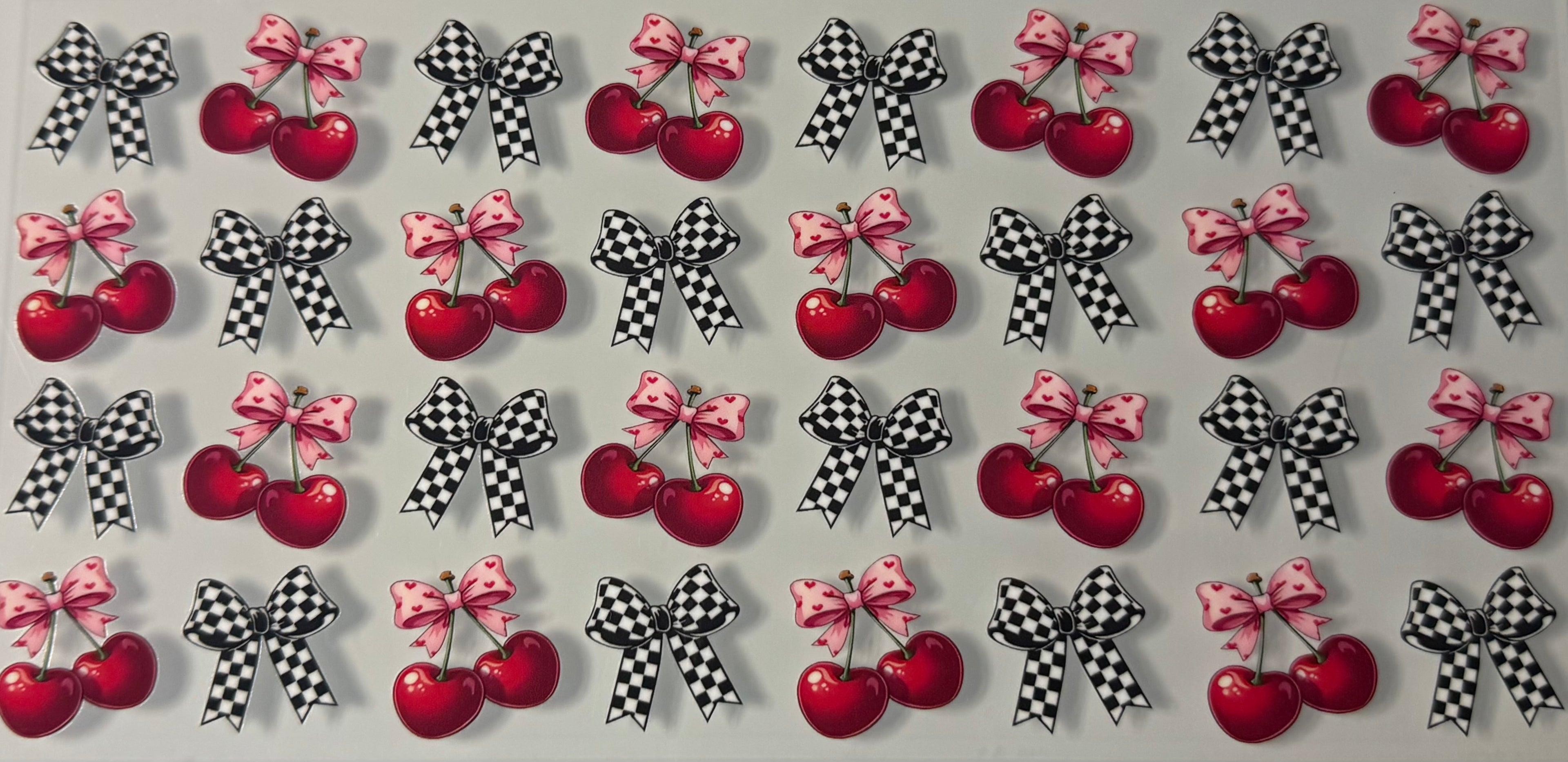 Checkered Bows and Cherries