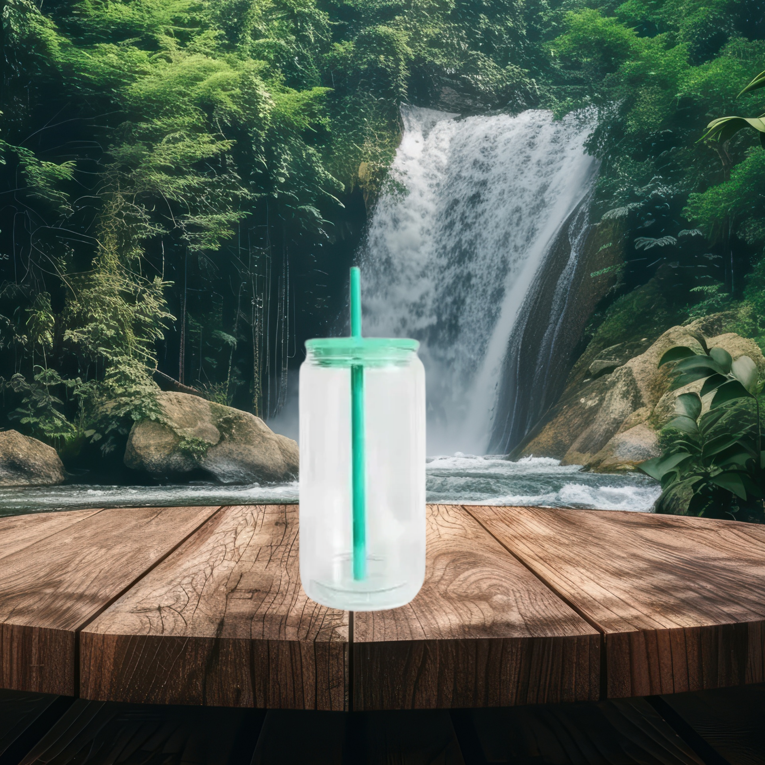 16oz Plastic Snow Globe (Teal Lid)