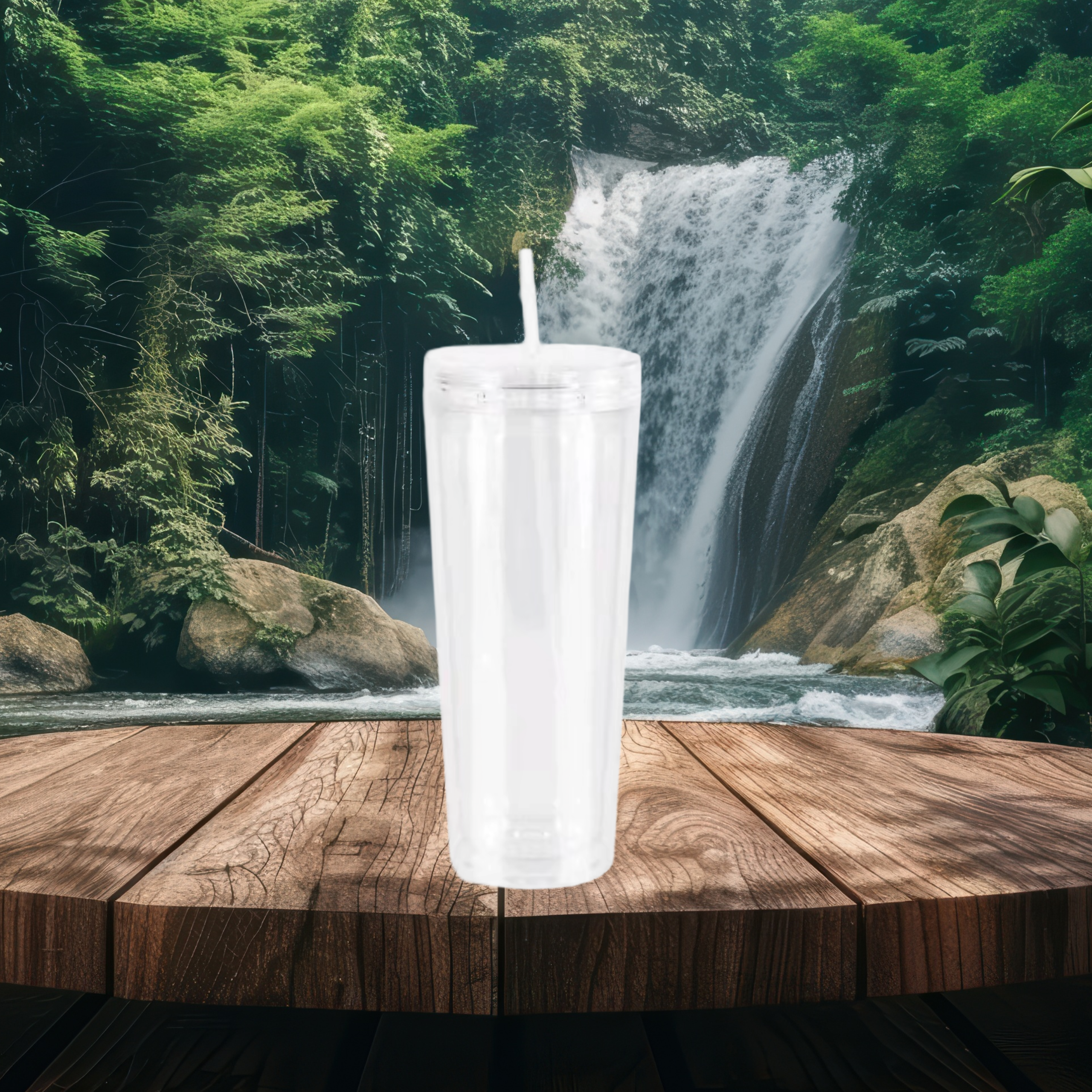 24oz Plastic Snow Globe Tumbler with Double Walled Lid