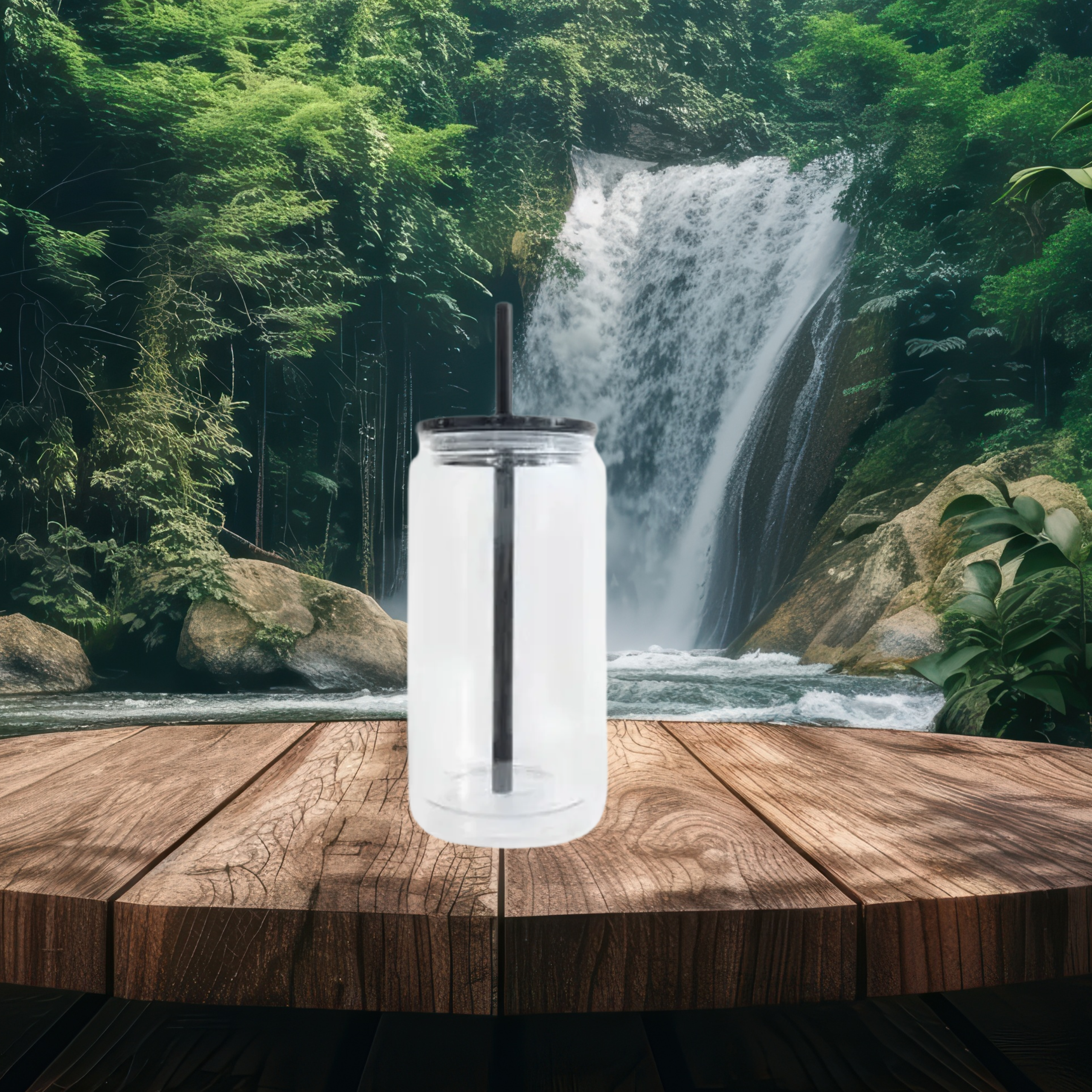 16oz Plastic Snow Globe (Black Lid)