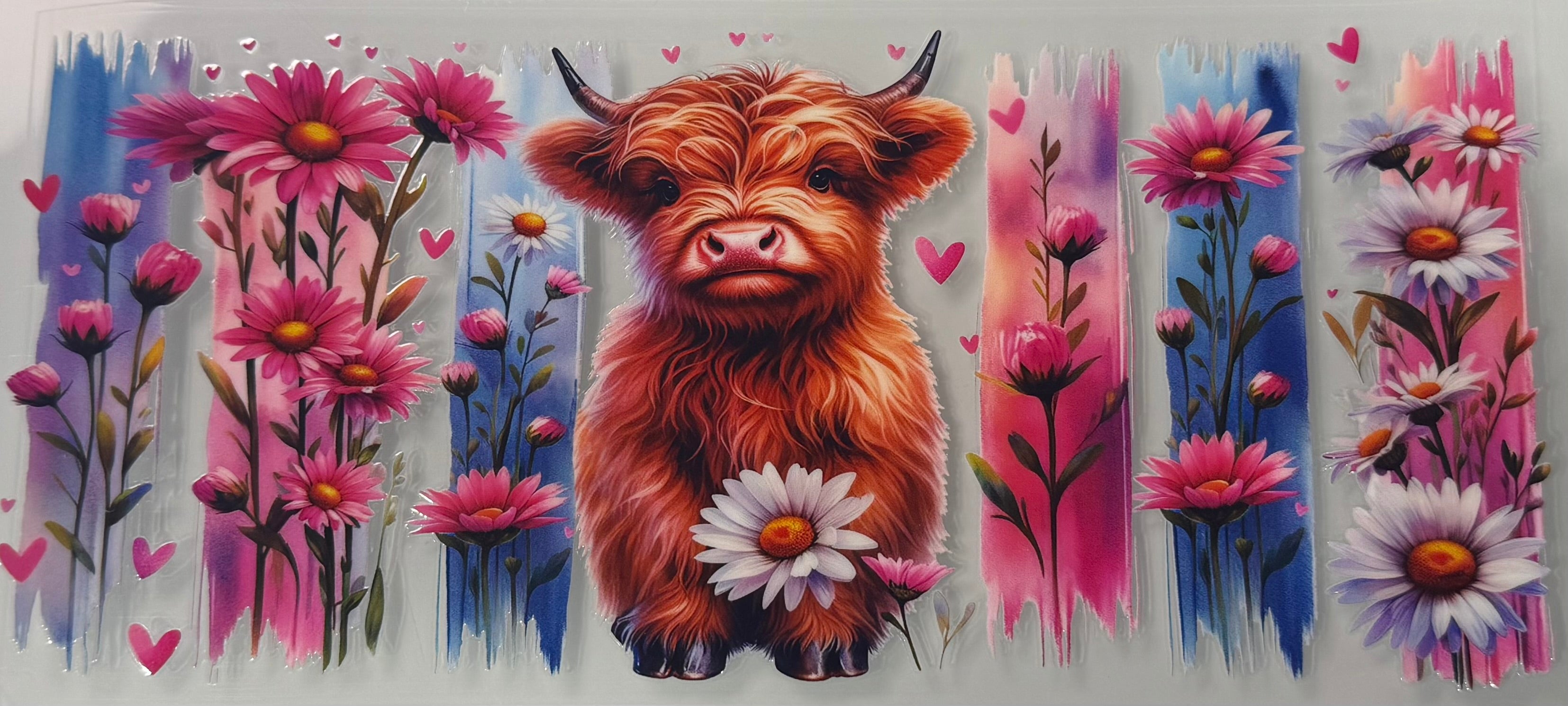 Highland Cow Pink and Blues