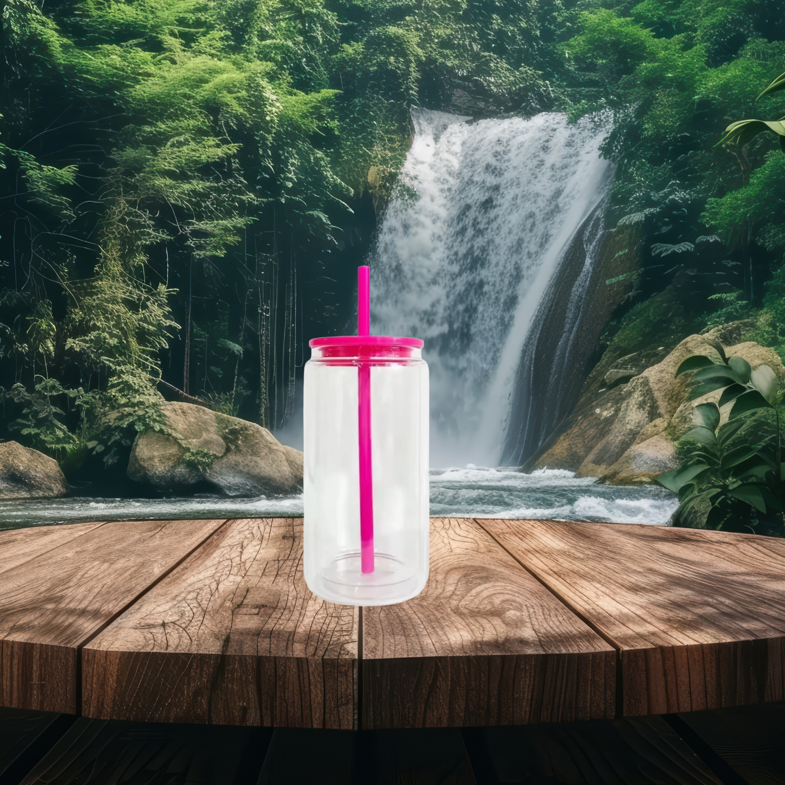 16oz Plastic Snow Globe (Rosey Lid)