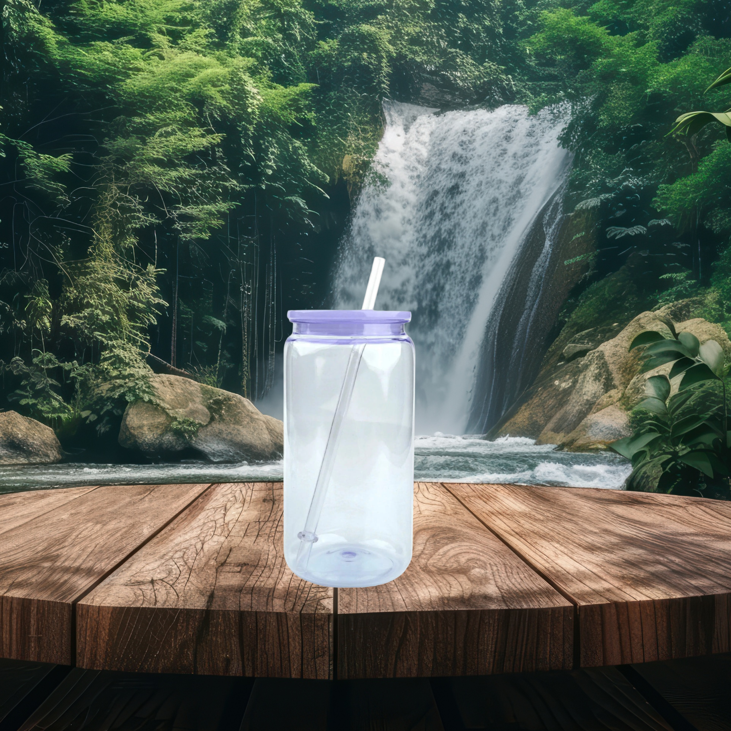 16oz Plastic Snow Globe (Purple Lid)